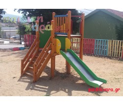 Σύνθετο όργανο παιδικής χαράς ΑΡΗΣ με 2 τσουλήθρες και αναρριχήσεις